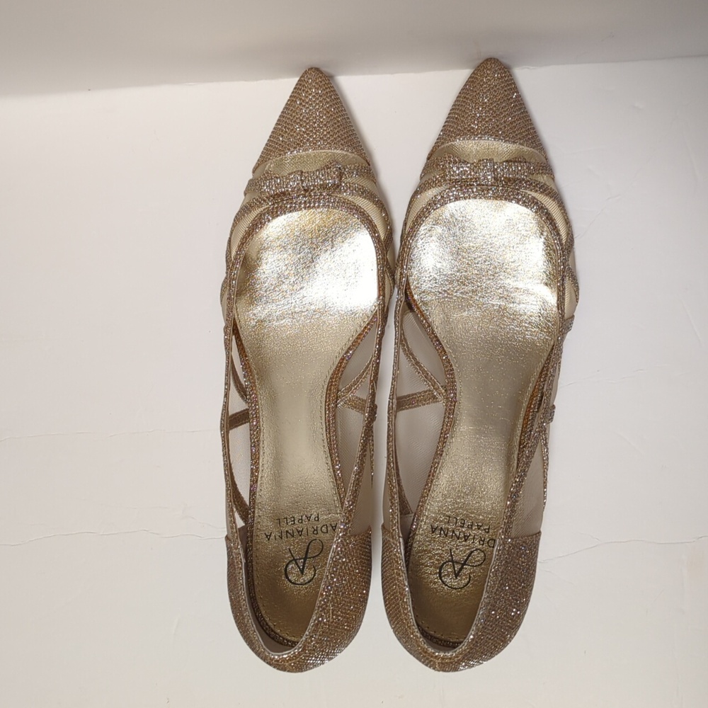 Adrianna Papell Women's Lana Gold Woven Mesh Point Toe New in Box - Picture 5 of 6